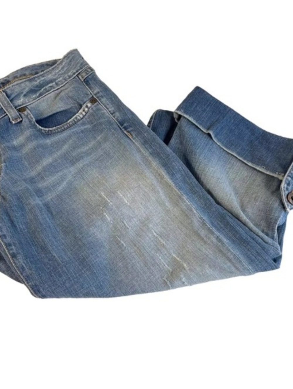 BKE Denim Capri Crop Jeans Womens Size 29 Blue Low‎ Rise Embroidered Cuffed Y2K
